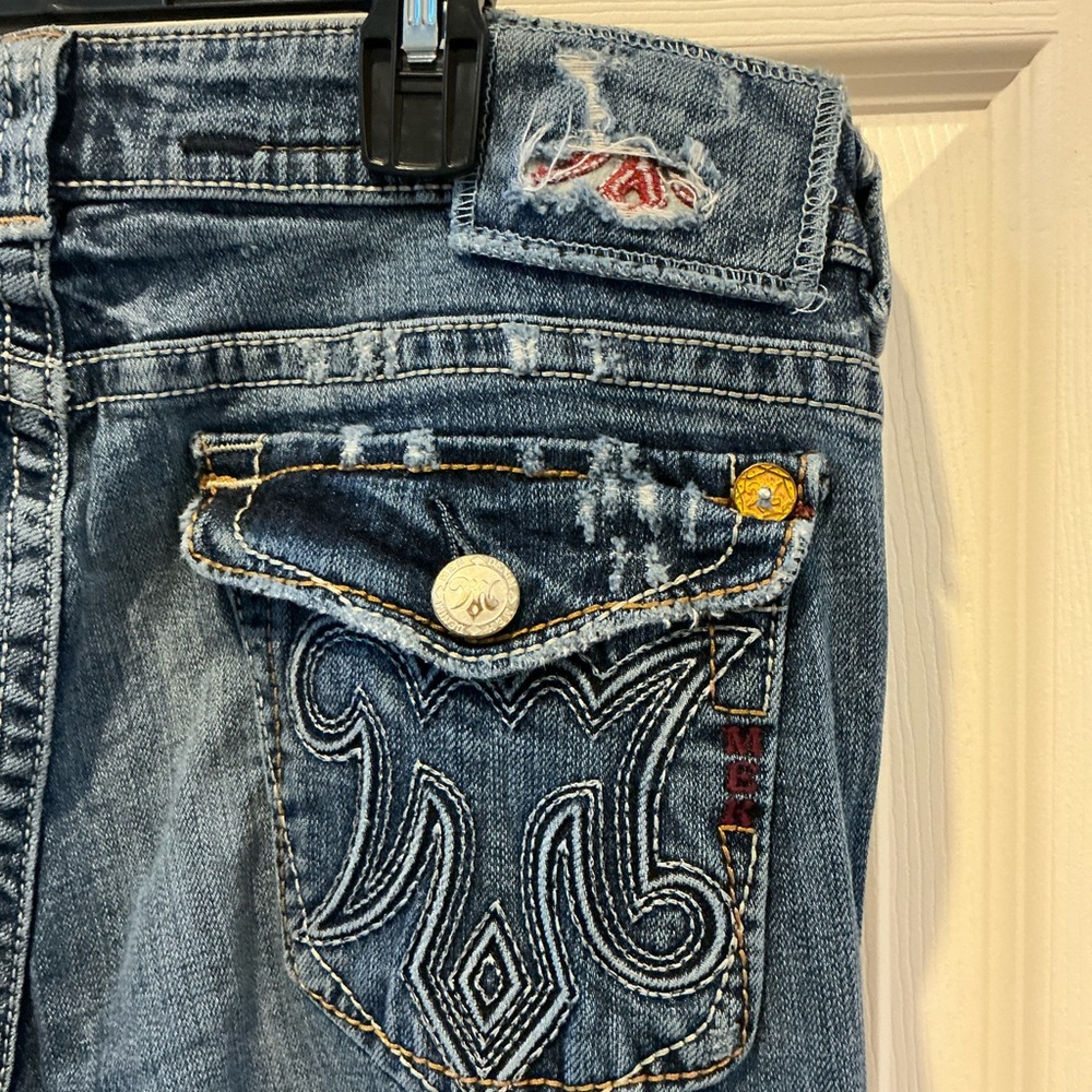 BUCKLE MEK OAXACA Low Rise Western Grunge Straight Leg Jean Unique Womans SZ 31 - Picture 3 of 13